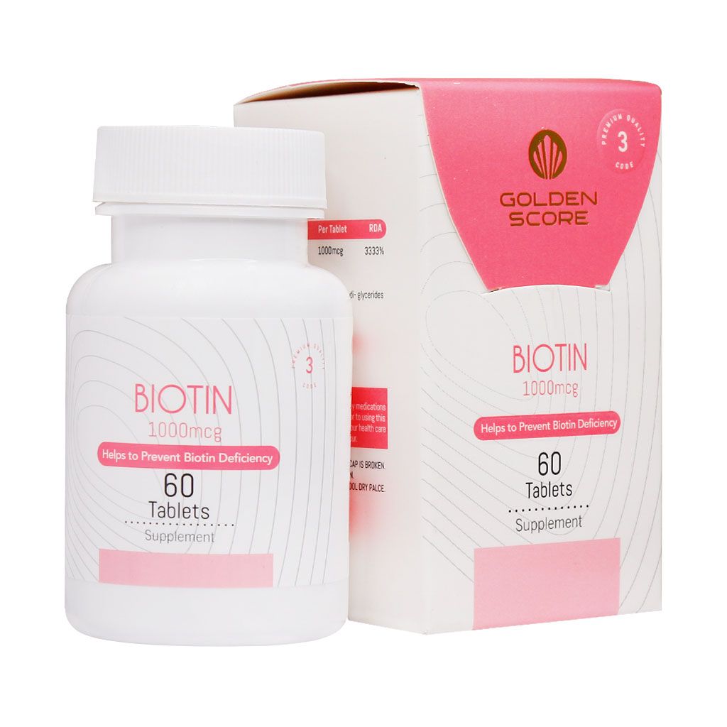 Golden-Score-Biotin-1000mcg-60-Tablet.jpg قرص بیوتین 1000 گلدن اسکور 60 عددی - Image 1